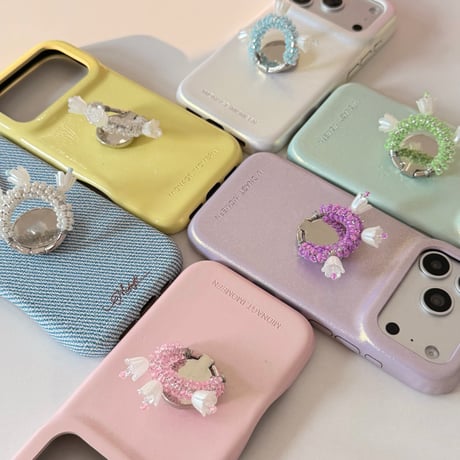 花付ミラーリング iPhone17/17Proケース レザー iPhone16Pro/15pro/14ケース エレガント スタンド付[M6300]