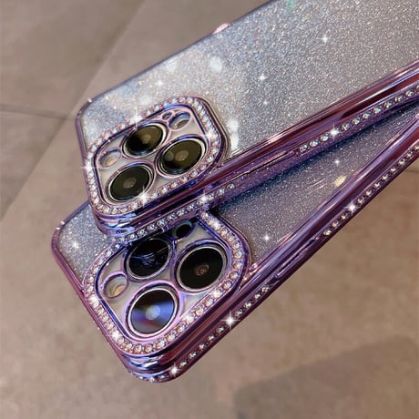 ジュエリー iPhone14pro/14promaxケース キラキララメシール付 iphone13/12/11promaxカバー  オシャレ 高級感 ガールズに大人気[M2388]