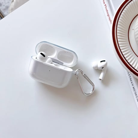 Airpods4/Pro3ケース クリア AirpodsPro2/Pro1カバー  エアポッズ3/2 カラビナ付 シンプル 定番商品[M4677]