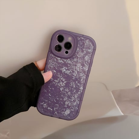 貝殻紋 アイフォン14/13proケース 紫色 キラキラ iPhone12/11proカバー 綺麗 エレガント  女子力アップ[M3337]