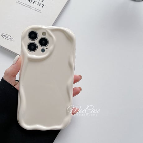 淡色アイボリー iPhone14/14proケース 波紋枠レンズカバー アイフォン13pro/12/11カバー 全面保護 落下防止 頑丈[M2836]