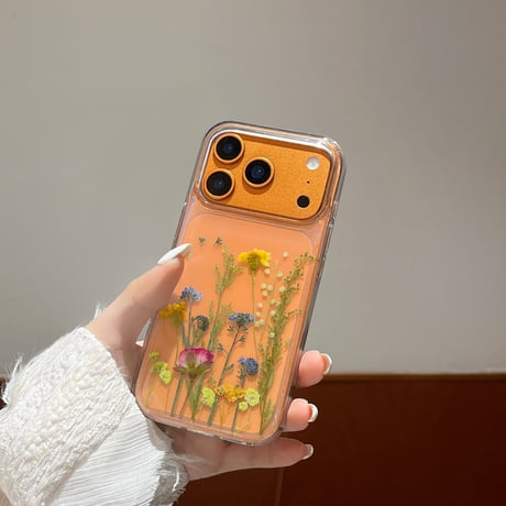 押し花 iPhone17Pro/17ケース 透明 綺麗 iPhone16Pro/15カバー ドライフラワー入り 女子力高い [M5905]