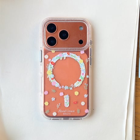 花リングスタンド iPhone17Pro/17ケース MagSafe対応 iPhone16Pro/15/14ケース かわいい キラキラ感 春夏コーデ[M6259]