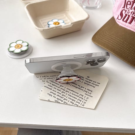 笑顔の花 スマホグリップ スタンド マグネット式タイプ 便利  可愛い 耐久性ある ギフトに最適[M5386]