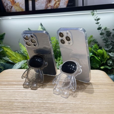 宇宙飛行士 透明スマホグリップ   可愛い卓上スタンド スマホリング  落下防止    便利多機能 クリア艶あり 使いやすい[M2122]