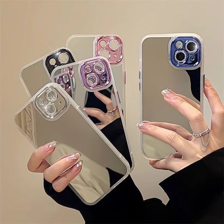 キラキラレンズフイルム付 iPhone15/15proカバー ミラー iPhone14promax/13pro/12ケース 割れない 頑丈[M4260]