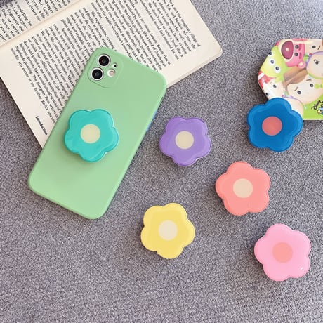 花スマホグリップ  可愛い flower グリップトーク  艶ありポップソケット  タンド機能付き  全機種対応 M698