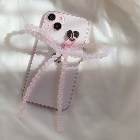 リボンチェーンチャーム  かわいい パール ギフトにおすすめ おしゃれ   落下防止 ガールズに人気[M3932]