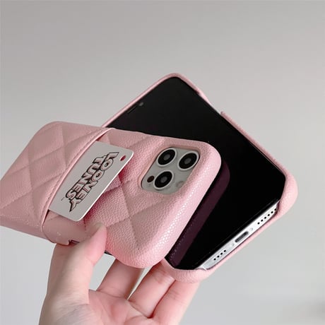 ICカードポケット レザーiphone14pro/14plusケース 高品質高級感 アイフォン13/12/11カバー 菱形 ファッション 実用 [M2304]