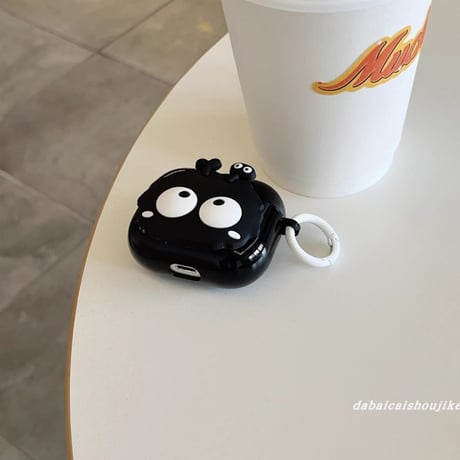 モンスター Airpods第四世代ケース ギフトにおすすめ Airpodspro2/proカバー  Airpods3/2 リング付 ブラック 可愛い[M5047]