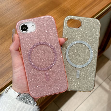キラキラ iPhone17e/16eケース MagSafe対応 iPhone17Pro/16ProMax/15ケース ラメいり 丈夫 光沢感[M6204]