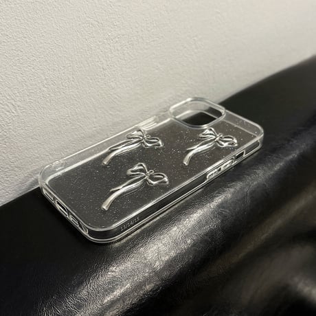 メタルリボン iPhone16/16Proケース キラキラ 透明 iPhone14Pro/13/12ケース ラメ入り 黄ばまない [M4633]