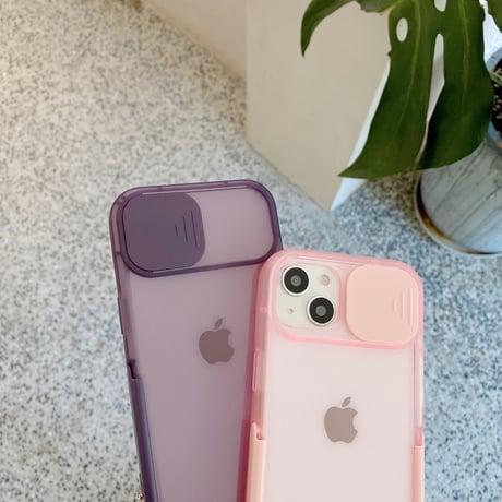 レンズカバー付 iPhone14pro/14ケース スタンド付 アイフォン13/12proカバー クリア シンプル かわいい 便利[M3127]