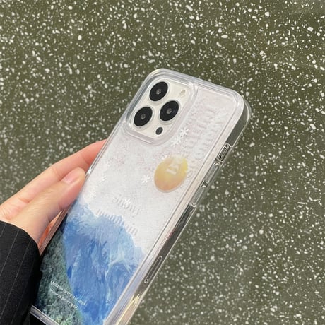 雪山 iPhone14/13proケース 動く液体雪入り  iphone13/12/11カバー  可愛い ストレス解消 頑丈 プレゼントに最適 [M2934]