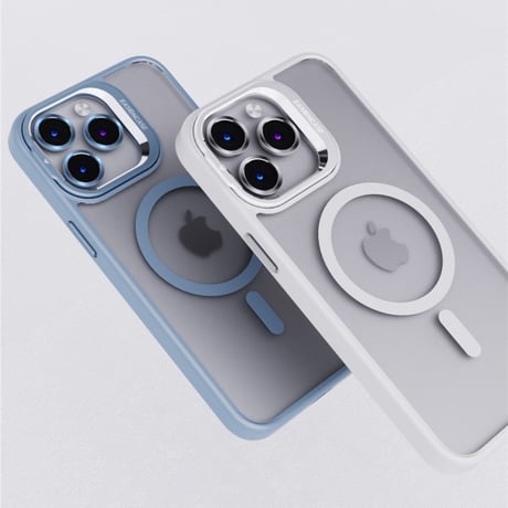 指紋防止 Magsafeスタンド iPhone15pro/15promaxケース 強化ガラスレンズフィルム iphone14Pro/13/12ケース 高品質耐衝撃[M3750]