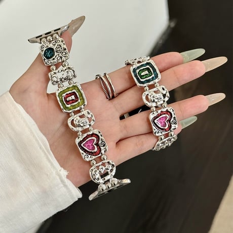 オシャレ AppleWatch10バンド メタル シック AppleWatch Ultra2/1/SE/Series9/8/7/6/5/4/3/2/1 高級感[M5545]