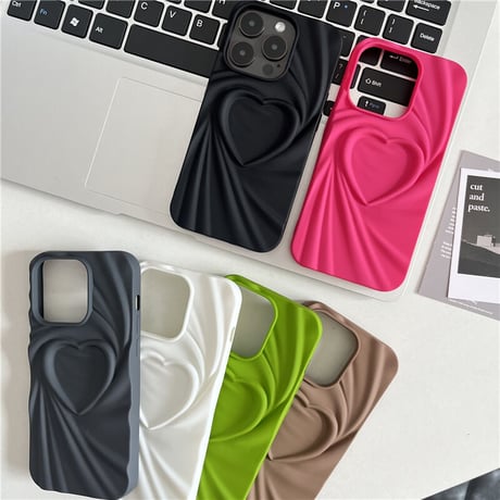 凹凸ハート iPhone14/15proケース ファッションアイフォン13/12proカバー  シック シンプル[M3494]