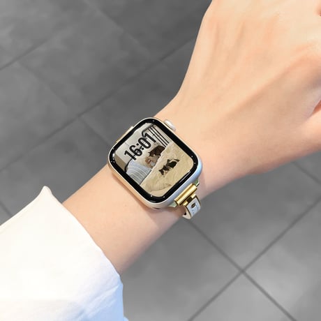 レザーとメタル AppleWatchバンド 高級感 上品アップルウォッチバンド Series11/10/9 8 7 6 5 4  3 2 SE3 SE2 Ultra3 セレブ愛用[M6368]