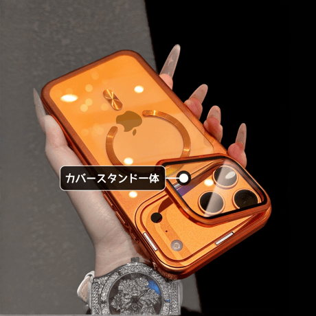 カメラカバースタンド一体 iPhone17Pro/17ProMaxケース MagSafe対応 iPhone17カバー 高透明黄ばまない メタル [M6048]