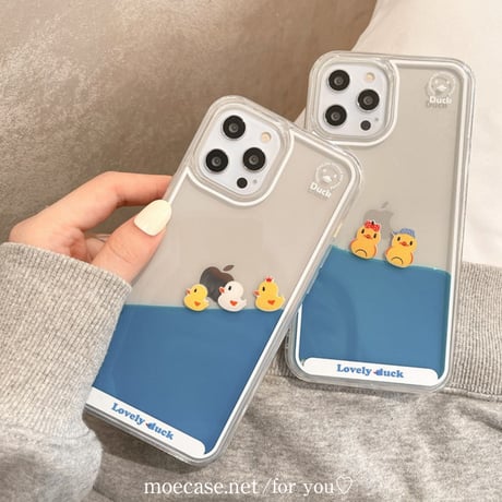 動く液体 アヒル iPhone14/15proケース 泳ぐダック アイフォン13/12/11カバー かわいい ストレス解消 ギフトにおすすめ [M2875]