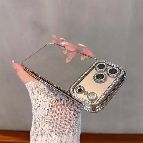 ジュエリーミラー iPhone17Pro/17ケース メタリックカラー iPhone16/15ProMax/14ケース ラグジュアリー感 キラキラライン 大人気 レンズ保護[M6234]