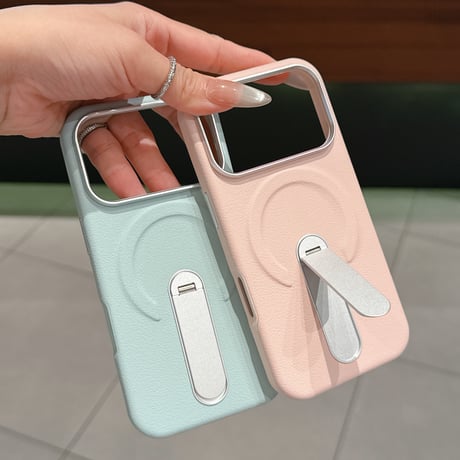 スタンド付 iPhone17Pro/17promaxケース 皮製 MagSafe対応 iPhone17/16Proカバー 高品質 高級感 肌に優しい[M5835]