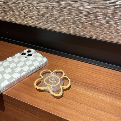 笑顔の花 グリップ   折り畳み式 スマホリング グリップトーク  可愛い  スタンド機能付き 透明感  全機種対応M1215