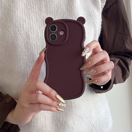 耳付 シリコン iPhone16pro/16plusケース うねうね iPhone15pro/14/13proカバー シンプル 可愛い [M4972]