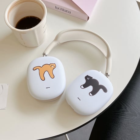 可愛い猫柄 AirPodsMax2/1ケース マット 指紋/汚れ防止 エアーポッズ マックス専用カバー ギフトに最適 頑丈[M5214]