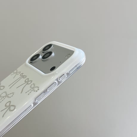 リボン持ち手 iPhone17Pro/17ケース 光沢感リボン柄 iPhone16Promax/15pro/14ケース 甘めコーデ [M6412]
