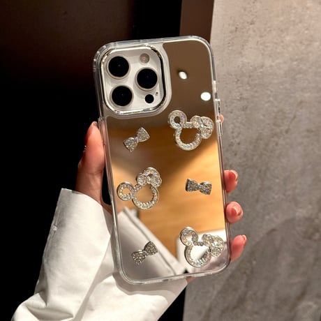ジュエリーミラー iPhone16/16proケース かわいい ストラップ iPhone15pro/14/13proカバー  メイク直しに便利 人気[M5320]