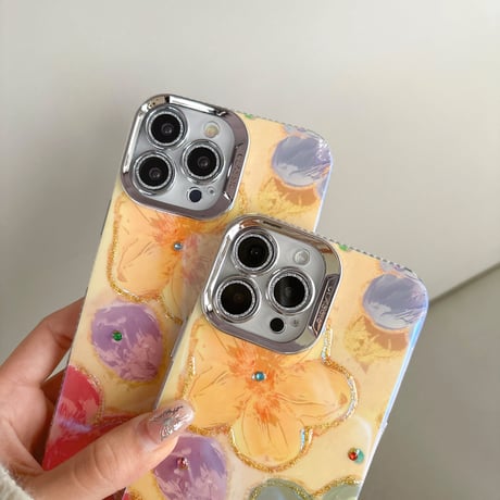油絵の花 iPhone15/15proケース 美しい iPhone14promax/13pro/12ケース 艶感 春夏コーデ [M4139]