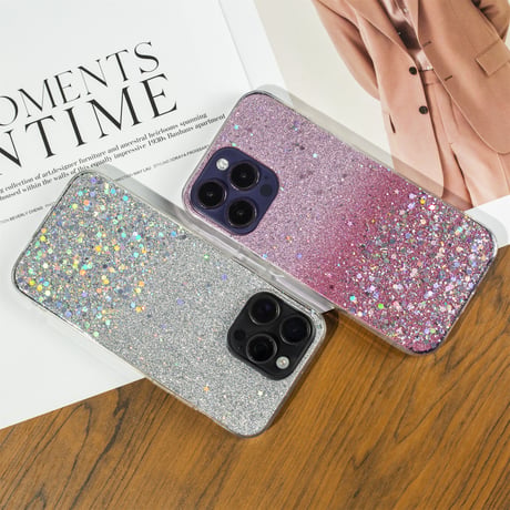 キラキラ眩しい iPhone15/15plus/15proケース きれいグリッター入り iPhone14/13mini/12ケース かわいい インナーシート付[M3937]
