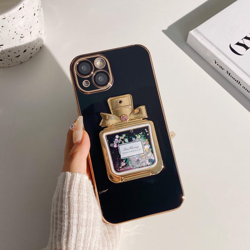 iPhone16】グリッター香水瓶スタンド iphone15pro/14/13proケース