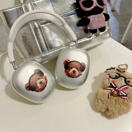 熊ちゃん AirPodsMaxケース 黄ばまない クリア エアーポッズ マックス専用カバー かわいい  ギフトにおすすめ[M4081]