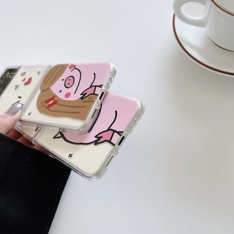 Galaxy z flip3 ケース  可愛いpig さりげないお揃い ギャラクシーzフリップ  5Gカバー キュート  クリア[M1855]