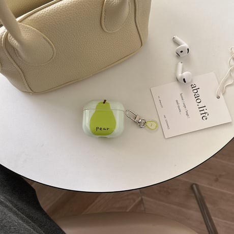 梨柄 Airpods4ケース Pear 韓国風 Airpods3/Pro2ケース airpodspro2カバー  キーチェーン付 ギフトにおすすめ[M5358]