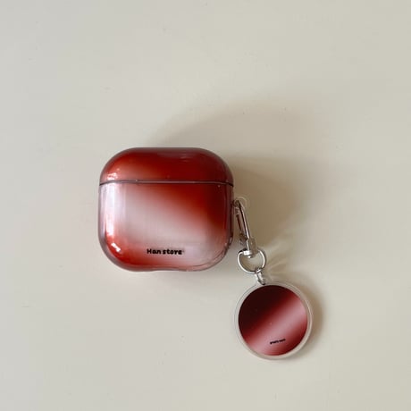 グラデーションカラー ワインレッド Airpods 4ケース ホルダー付 かわいい Airpods3/Pro2ケース airpodspro2カバー  シック ファッション[M5083]