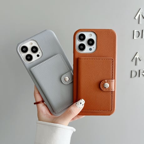 ICカード入れ5個 iPhone14plus/14proケース 革製 アイフォン13mini/12/11proカバー シンプル風 便利 お札収納 ファッション[M2353]