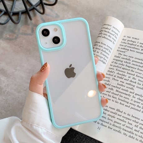 iPhone15/15proケース クリア 光沢 シンプルアイフォン14/13カバー カラーサイド[M3476]