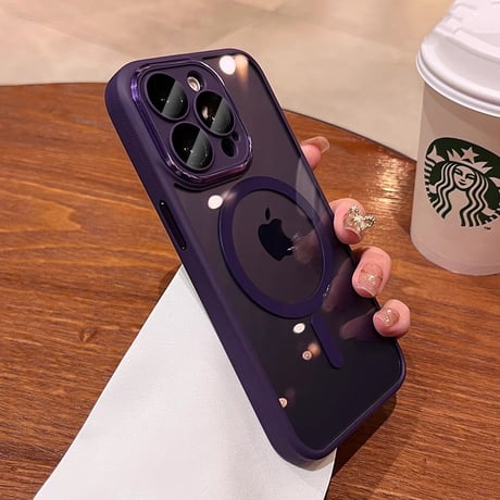 Magsafe iPhone16pro/15promaxケース  滑り止め加工 黄ばまないアイフォン14/13/12proカバー カメラ保護 チタンカラー[M3611]