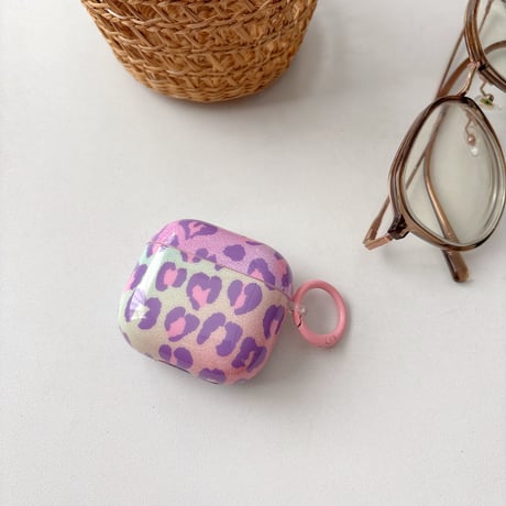 ヒョウ柄 Airpods4ケース パープル/ピンク AirpodsPro2ケース エアーポッズ3/2 かわいい リング付 Gift [M5585]