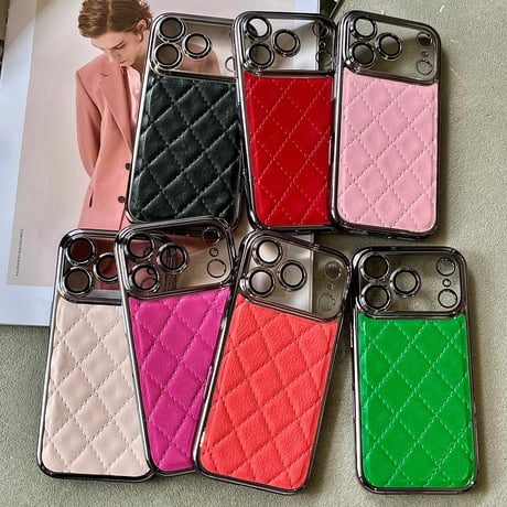 上品 iPhone17Pro/17ケース レザー レンズ保護フィルム付 iPhone17ProMax/16Pro/15カバー オトナ可愛い キルティングデザイン [M5849]