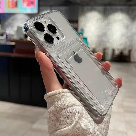 iPhone16/16Proケース カード収納 クリアiPhone15plus/14/13proケース 黄ばまない シンプル 高品質 [M4624]