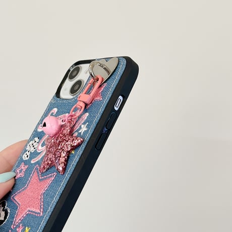 刺繡入り sweet girl iphone14/14promaxケース デニム お揃いアイフォン13/12/11カバー 星 可愛いプレゼントにおすすめ[M2251]