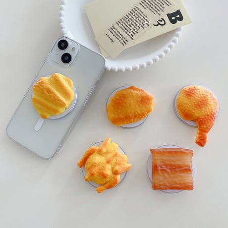 食べ物スマホグリップ マグセーフ式 折り畳み式グリップトーク 卓上スタンド機能付き 耐久性あり プレゼントにおすすめ[M3681]