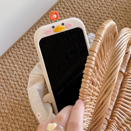 花ダック iphone13/14proケース  可愛い アイフォン13/12/11promaxカバー   超キュート 人気品 プレゼントにおすすめ[M2207]