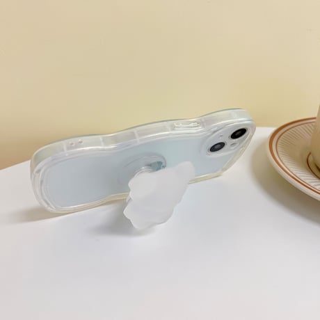 キラキラクマちゃん スマホリング スタンド機能あり 光によって変色 オシャレ 可愛い 実用 全機種対応[M2307]