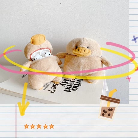 アヒル ぬいぐるみairpods3ケース Brown duck airpodsproカバー 可愛い動物デザインM221