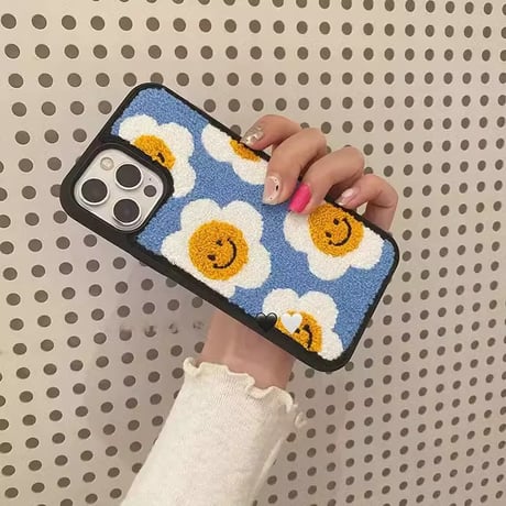 笑顔の花 iphone16/15/14proケース 刺繍入り可愛い iphone13/12/11カバー   綺麗 秋冬アイテム ガールズ向け 頑丈 M1078